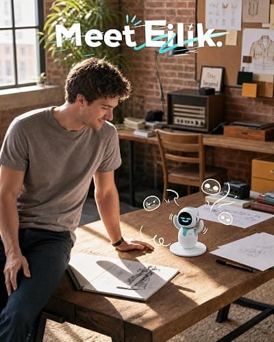 ENERGIZE LAB Eilik –Your Desktop Companion Full of Personality with Expressive Animations & Reactions, Touch-Responsive Play, Mini Games, Robot for Adults & Kids thumbnail 2