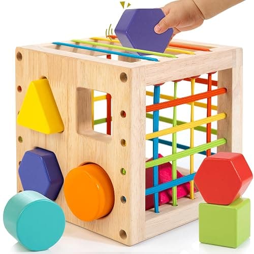 Winique Formsortier-Holzspielzeug ab 1 Jahr, Montessori sensorisches Spielzeug, Babyblöcke, Feinmotorik Sortierspiele für frühes Lernen, Geschenk für Kleinkinder Jungen Mädchen ab 12 Monate - Image 1