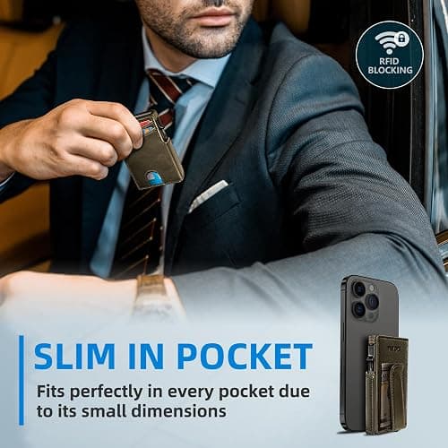 miyozi Men Wallet,with Money Clip Coins Pocket ID Window,Slim Front Pocket RFID Blocking Pop-up Card Holder 3.9"x 2.7", Gift Boxed thumbnail 7