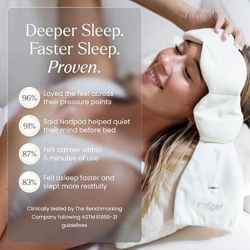 Nodpod Bundle - Weighted Blanket & Sleep Mask – Ultra-Soft Body Blanket with Glass Beads + Light-Blocking Eye Mask – Relaxation, Comfort, Travel & Better Sleep - Bone thumbnail 5