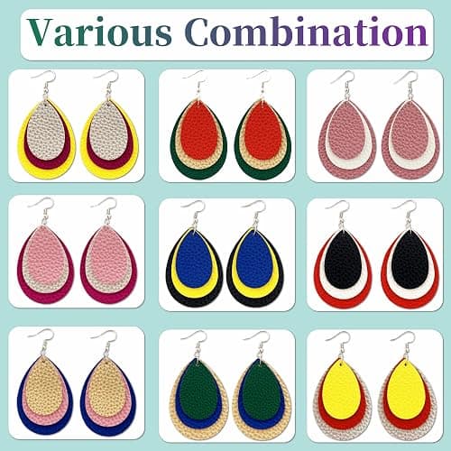 AOUXSEEM 181 Pcs Faux Leather Earrings DIY Making Kit Full Set, Contains 60 Already Cut Earring Pieces, 60 Earring Hooks, 60 Jump Rings, 1 Jump Ring Opener (Solid Color) thumbnail 3