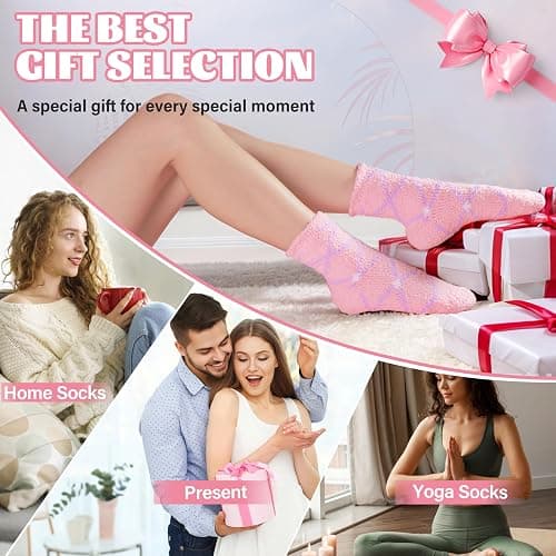 Anlisim Fuzzy Socks for Women, Soft Comfy Cozy Fluffy Thick Winter Warm Fleece Slipper Socks thumbnail 6
