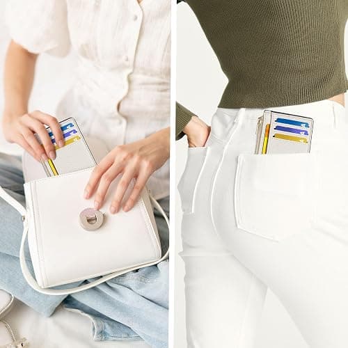 Tipmile Womens Credit Card Holder Wallet, Small Slim RFID Blocking Sleeve | Mini Tiny Cute ID Case, Minimalist Zipper Pocket Wallet, Thin Coin Purse, Mothers Gift, Cream White thumbnail 6