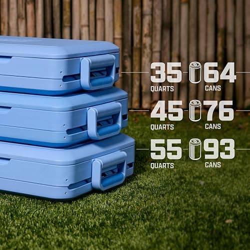 Coleman Snap N Go 45qt Collapsible Hard Cooler, Keeps ice Cold for up to 55 Hours, Holds up to 76 cans, Collapses up to 1/3 its Size, Can Hold up to 200 pounds, Blue Sky thumbnail 8