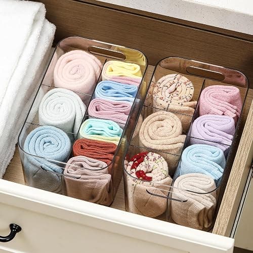 5-Compartment Clear Plastic Bin - Divided Art Supplies, Cosmetic Makeup Caddy Organizer - Multiuse Storage Container for Vanity, Bathroom, Kitchen, Office, Craft, Shower, Cleaning Items, (1 Pack) thumbnail 8
