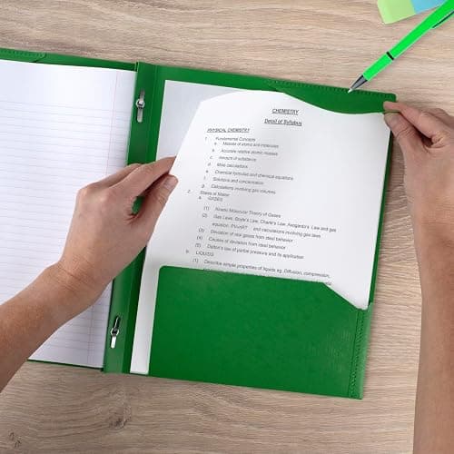 Five Star 2-Pocket Plastic Folder with Stay-Put Tabs and Prong Fasteners, Holds 8.5" x 11" Paper, Assorted Colors, 4 Pack (340300A) thumbnail 7