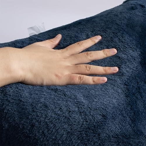 A Nice Night Faux Fur Reading Pillow Bed Wedge Large Adult Children Backrest with Arms Back Support for Sitting Up in Bed/Couch for Bedrest,Navy thumbnail 7