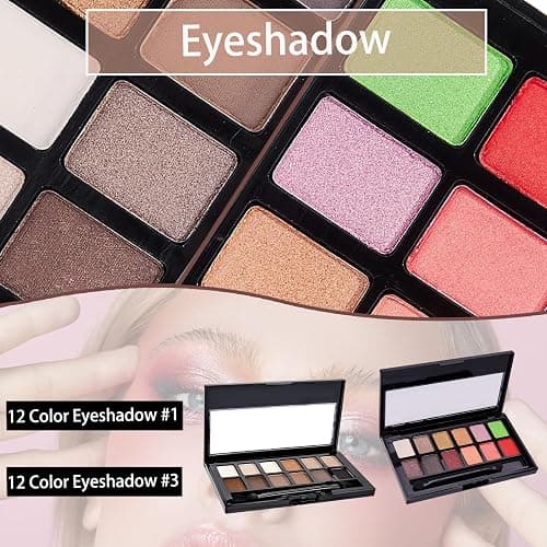 All In One Makeup Kit, Travel Makeup Kit, Makeup Gift Set, Makeup Kit for Women Full Kit, Makeup Bundle Includes Foundation Eyeshadow Palette Lipstick Eyeliner Mascara Contour Stick Cosmetic Brush Set thumbnail 8