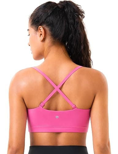 YUNOGA Womens Adjustable Spaghetti Thin Strap Sports Bra Square Neck Padded Wireless Workout Yoga Bra thumbnail 3