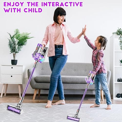BLAXTEM 4-in-1 Kids Toy Vacuum that Works, Toddler Pretend Play Cleaning Set with Real Suction, Toys Working Cleaner Birthday Idea for Girl Boy (Purple) thumbnail 6