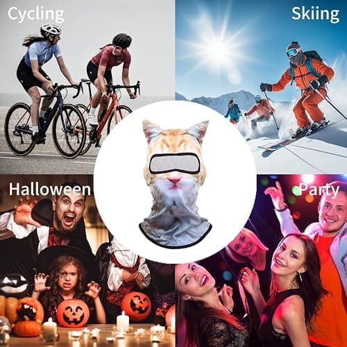 3D Cat Ski Balaclava Sheisty Face Mask with Ears Cute Animal Ski Mask Suitable for Festivals Raves Party Outdoor Activities thumbnail 5