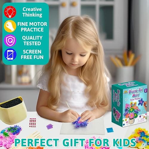AGENTLAN Art & Craft Activity, Poke Fun Flower Bouquet Craft Kit, Fun & Easy Art Kits for Kids, DIY Garden Kids Activities, Gifts for Girls and Boys 3 4 5 6 7 8 9 thumbnail 7
