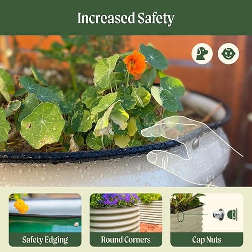 Vego garden Raised Garden Bed Kits, 17" Tall 9 in 1 8ft X 2ft Metal Raised Planter Bed for Vegetables Flowers Ground Planter Box-Modern Gray thumbnail 6