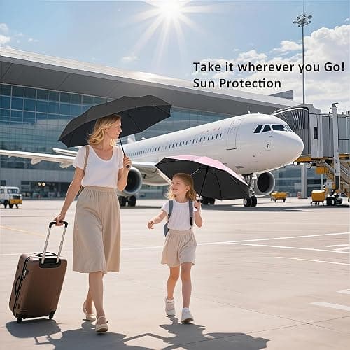 BAODINI Travel Essentials Mini Umbrella for Purse With Case Small Compact UV Sun Protection Lightweight Tiny Pocket Manual Open Close Umbrella for Women Kids and Men Fits Purse Backpack thumbnail 2