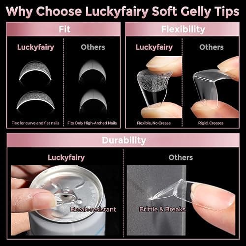 Short Almond Nail Tips, 240pcs Soft Nail Gel Tips Pre-Shaped Acrylic Fake Nails, Half Matte Full Cover Clear Gelly Press on Flase Nail Tips for Extension Nail Manicure Home DIY 12 Sizes Gelly Tips thumbnail 6
