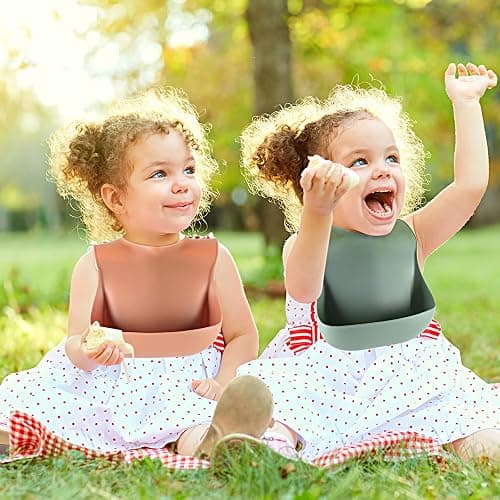 Eascrozn Silicone Bibs for Babies Toddler Set of 3, BPA Free, Soft Adjustable Waterproof Bibs for Feeding Essentials thumbnail 5