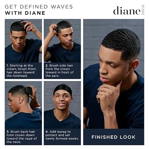 Diane Boar Bristle Brush for Men and Women - Fine to Medium Hair Styling, Wave Styles, Smoothing, Soft Scalp, Club Handle thumbnail 3