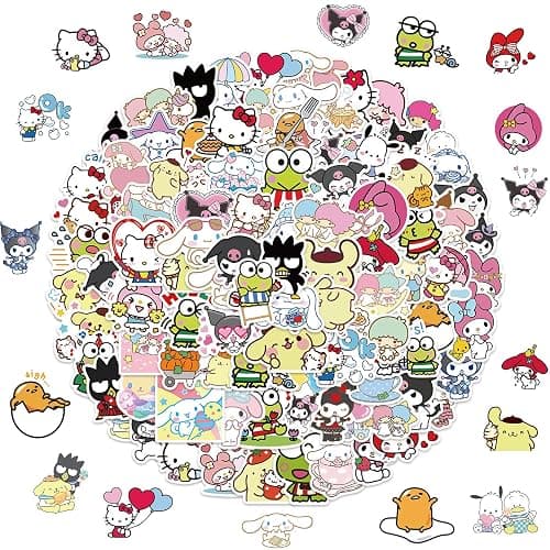 100pcs Sanrio Cartoon Stickers for Kids, Cute Hellokitty Kuromi Mymelody Stickers for Teen Girl Adult Water Bottle, Skateboard, Phone, Laptop, Bicycle, Travel Case, Guitar, Helmet thumbnail 3