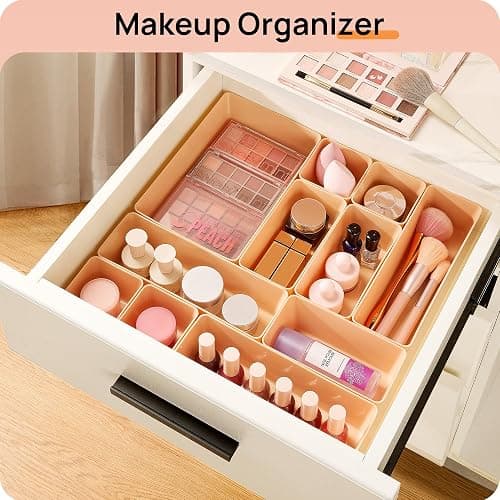 Vtopmart 25 PCS Plastic Drawer Organizers Set, 4-Size Versatile Bathroom and Vanity Drawer Organizer Trays, Storage Bins for Makeup, Bedroom, Kitchen Gadgets Utensils and Office thumbnail 4