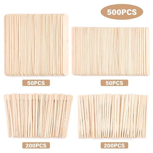 EWVVSS 4 Style 500 Pcs Waxing Sticks Assorted Wax Applicator Sticks For Body Legs Face With Small Medium Large Sizes Wood Popsicle Sticks For Waxing Or Wood Craft Sticks thumbnail 3