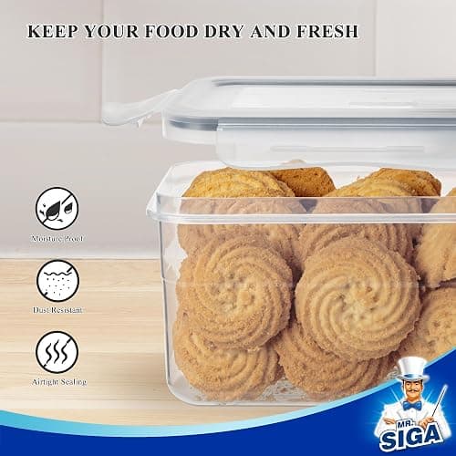 MR.SIGA 12 Pack Airtight Food Storage Container Set for Pantry Organization | Stackable, BPA Free plastic storage containers for pantry, great for snacks, spaghetti, includes 24 reusable sticker labels thumbnail 4