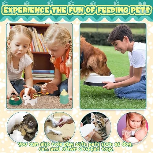 TEUVO Pet Care Play Set Robot Dog Toys for Kids, 12Pcs Kids Pretend Play Feeding Walk Bark Puppy Pet Toys with Interactive Electric Dog Plush & Cage, Xmas Gifts for Girls Toddlers 3 4 5 6 7 Years Old thumbnail 7