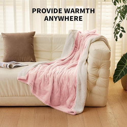 JET'S HOME Heated Blanket 50"x60" - ETL Certified Flannel Electric Blanket Throw Machine Washable Heating Blanket with 5 Heating Levels 3 Hours Auto-Off Overheating Protection Gifts for Women (Pink) thumbnail 6