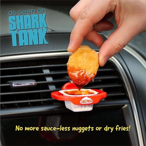 Saucemoto Dip Clip | An in-car sauce holder for ketchup and dipping sauces. As seen on Shark Tank (2 Pack, Black) thumbnail 2