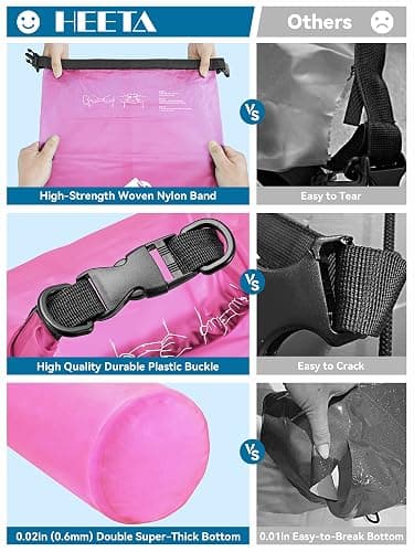 HEETA Dry Bag Waterproof for Women Men, 5L/10L/20L/30L/40L Roll Top Lightweight Dry Storage Bag Backpack with Phone Case for Travel Swimming Boating Kayaking Paddle Board Camping Beach Accessories thumbnail 4