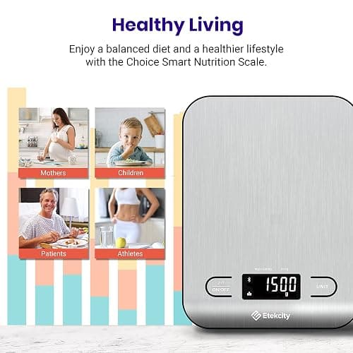 Etekcity Food Nutrition Kitchen Scale, Digital Grams and Ounces for Weight Loss, Baking, Cooking, Keto and Meal Prep, Large, 304 Stainless Steel thumbnail 7