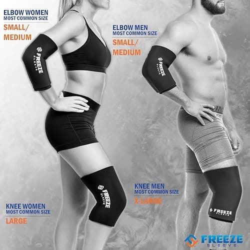 FreezeSleeve Ice and Heat Therapy Sleeve | Reusable Ice Pack Flexible Gel Compression Sleeve for Pain Relief and Recovery of Elbow Knee Ankle Leg Wrist Injuries | Black Large thumbnail 4