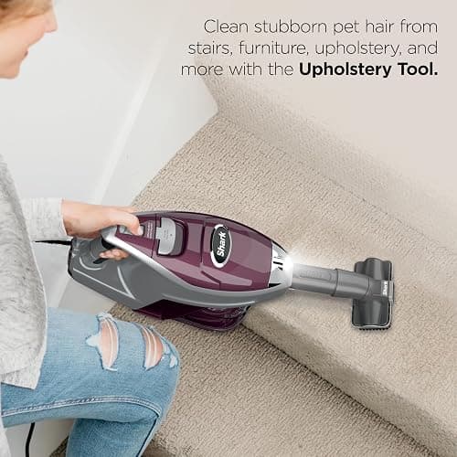 Shark HV322 Rocket Pet Plus Corded Stick Vacuum with LED Headlights, XL Dust Cup, Lightweight, Perfect for Pet Hair Pickup, Converts to a Hand Vacuum, with (2) Pet Attachments, Bordeaux/Silver thumbnail 6