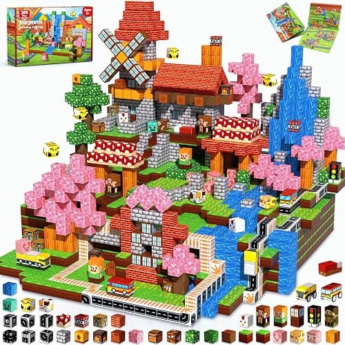 300 PCS Magnetic Blocks - Magnetic Building Block for Kids Ages 4-8 8-12, Creative Construction Stacking Magnet Block Sets, Magnet Cubes Building Toy for Girl Boy Age 3+ Christmas Birthday Gift - Image 1