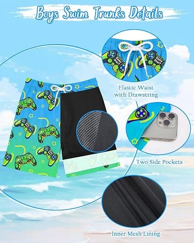 Boys Rash Guard Swim Set with Swim Trunks Bathing Suit Long Sleeve Swim Shirt Quick Dry Swimsuit Kids Swimwear Size 7-16 thumbnail 4