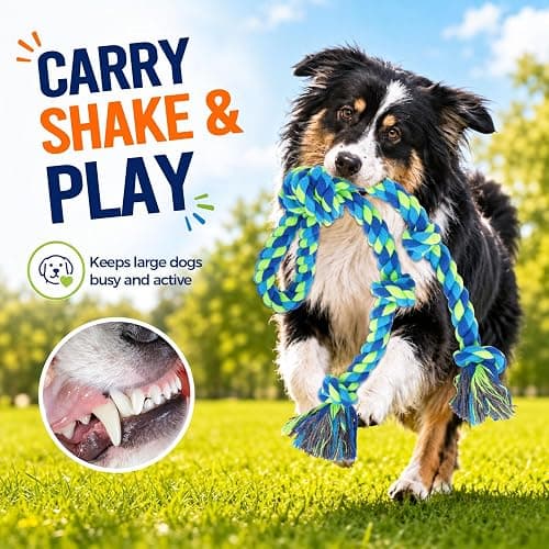Eefitoys Tough Dog Rope Toys for Aggressive Chewers, Tough Tug of War Dog Toys for Large, Medium & Small Dogs – 5 Pack Including 2 Ropes & 3 Supplies thumbnail 4