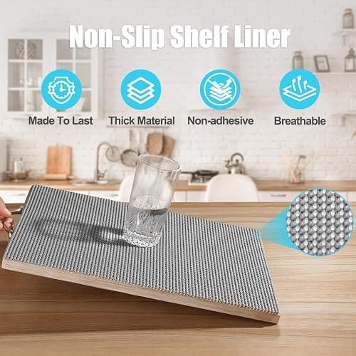 Songrey Non-Slip Shelf Cabinet and Drawer Liner, 12IN x 20FT, Dark Gray | No Adhesive Residue, Strong Grip, Thick PVC Mat, for Kitchen Shelves, Bathroom Drawers, Home Essentials, Snip to Fit thumbnail 2