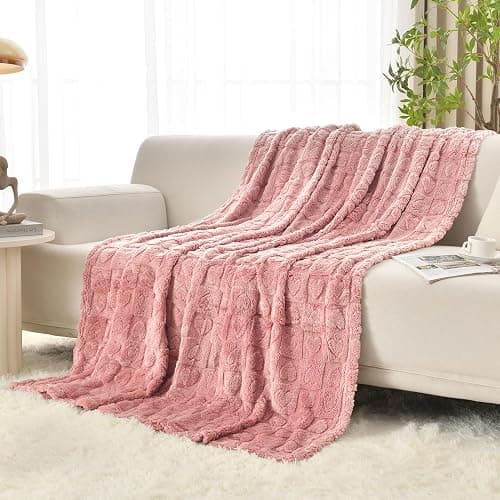 GIOKARNNA Heart Checkered Throw Blankets, for Love Mother Friends Pets,280 GSM Super Soft Warm Lightweight Fluffy Bed Blanket for Women Anniversaries(Pink,90"x90") | Super Soft, Warm, Fluffy, Lightweight, Bed Blanket, for Love Mother Friends Pets, for Women Anniversaries thumbnail 2