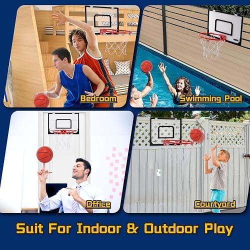 Mini Basketball Hoop Indoor, Over The Door Basketball Hoop Indoor, 17"×12" Mini Hoops Basketballs with 4 Balls thumbnail 6