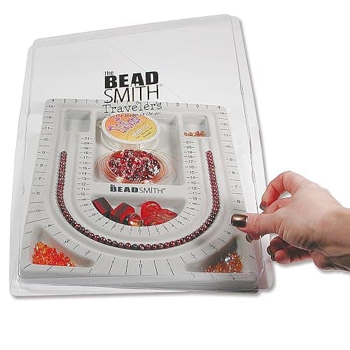 The Beadsmith Bead Board with Cover, Grey Flocked, 3 U-Shaped Channels, 6 Recessed Compartments,13.25H x 9.75L inches, Design Boards for Creating Bracelets, Necklaces and Other Jewelry thumbnail 4