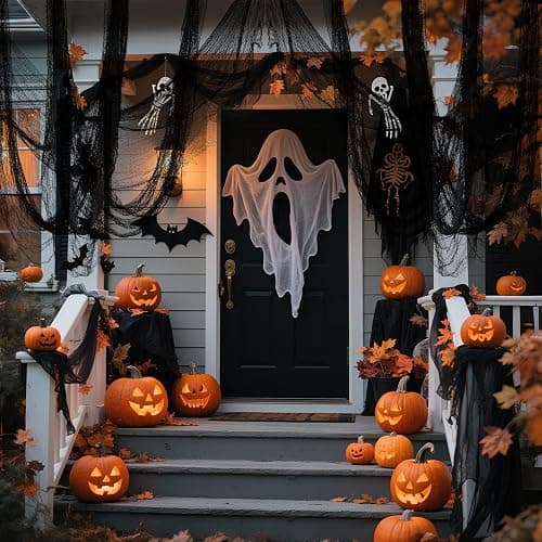 6 Pack Halloween Black Gauze Wall Decor,Outdoor Halloween Fake Spider Web Decorations Webbing,Cobwebs Mesh Spooky Fabric,30X72 in Black Cheesecloth for Haunted House Indoor Creepy Cloth Backdrop (6) thumbnail 3