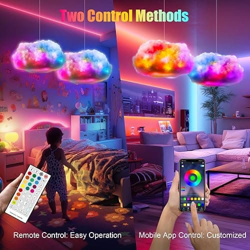 ViLSOM LED Cloud Light, RGB Cloud Lamp with IC Remote Control and APP Control Cool Lights Sync Music Color Changing Led Lights for Bedroom Ceiling Adults and Kids Modern Home & Room Decor thumbnail 3