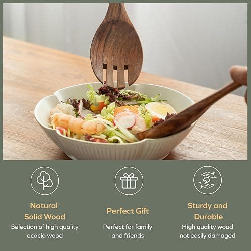 Muso Wood Acacia Salad Servers, 12-inch Wooden Salad Tongs for Serving Salad Mixes, Set of 2 (Acacia salad servers) thumbnail 4