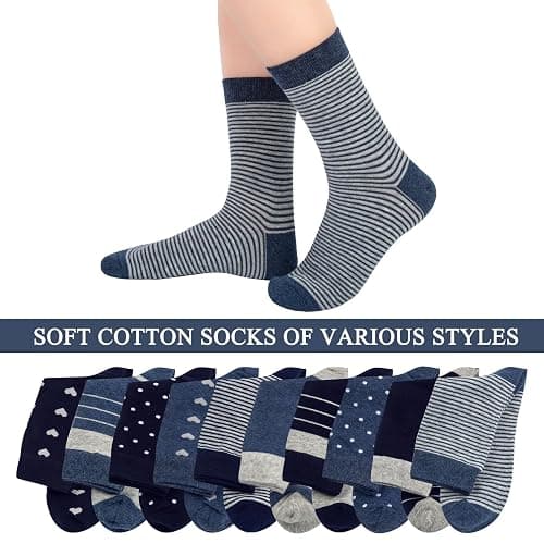Chalier Cozy 10 Pairs Womens Cotton Socks Soft Ladies Multiple Colors Patterned Original Design Gifts Socks for Womens Girls thumbnail 3