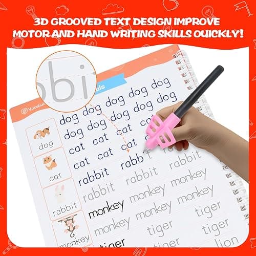 Lumikidz Magic Grooved Writing Practice for Kids Ages 3–5 - Reusable Grooved Writing Books for Kids 3–5 - Handwriting Practice for Kids 5–7 - Preschool Tracing Books & Learning Activities thumbnail 4