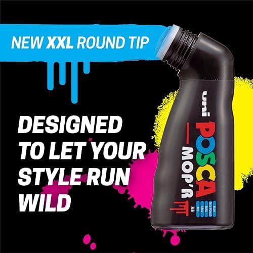 uni® POSCA MOP'R PCM-22 Water-Based Paint Markers, Round Tip (3.0-19.0mm), Assorted Colors, 8 Pack thumbnail 4