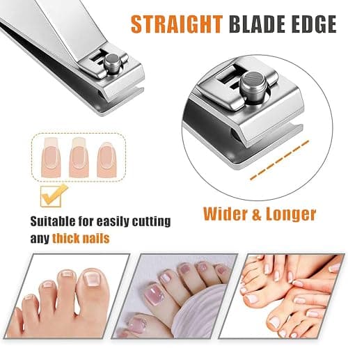 AVERZELLA 5-Pack Large Toenail Clippers Straight Edge, 3.15 inch Long Handled Non-Slip Toenail Clippers for Seniors Adults, Stainless Steel Big Toe Nail Clippers Bulk Set for Men Women (Silver) thumbnail 4