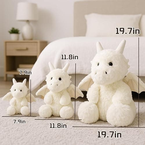 Soft Little Flying Dinosaur Stuffed Plush Pillow, Adorable White Dragon Plush Toy and Birthday Present for Kids, Adults and Collectors(White/7.9in) thumbnail 3