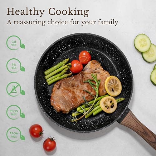EWFEN 25 Pcs Pots and Pans Set, Nonstick Ceramic Cookware Sets, Healthy Non-Toxic, Large Capacity, Induction Compatible, Cooking Set with Frying Pans & Saucepans, PFAS/PTFE/PFOA Free, Classic Black thumbnail 4