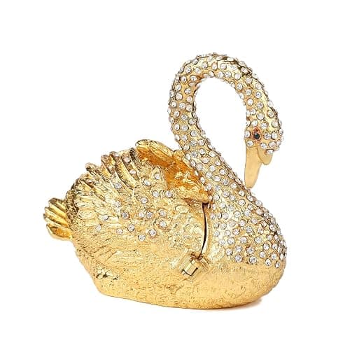 Janshe Cul Golden Swan Trinket Boxes Hinged Hand-Painted Jewelry Box Animals Figurine Craft Ornaments Unique Gift for Home Decor thumbnail 4