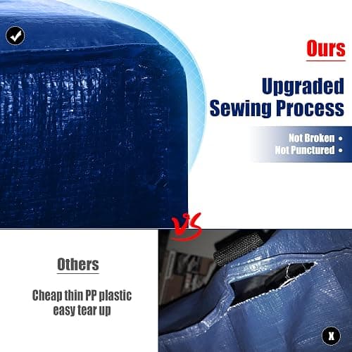Cosy Family 4 Pack Heavy Duty Extra Large Moving Bags with Backpack Straps - Strong Handles & Zippers, Storage Totes For Space Saving, Fold Flat, Alternative to Moving Box (X-Large-Set of 4, Blue) thumbnail 4